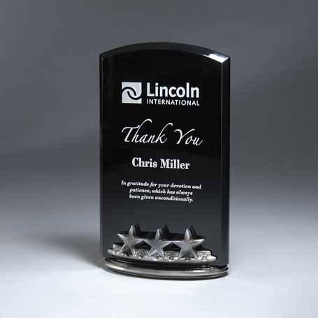 CS107S - Black Lucite Arched Tablet on Unique Resin Star Base