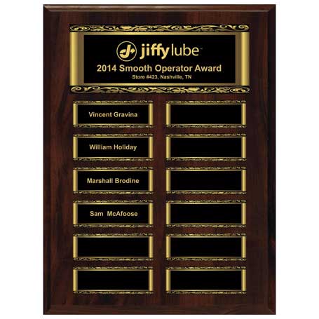 EP1 - Walnut Finish 12-Plt Scroll Border Plaque with Easy Perpetual Plate Release Program