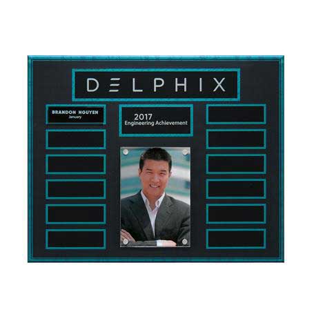 EP20 - Turquoise and Stone Background Lucite 13-Plt Photo Plaque  with Easy Perpetual Plate Release Program