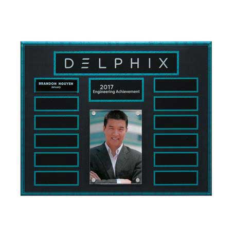 EP20 - Turquoise and Stone Background Lucite 13-Plt Photo Plaque with Easy Perpetual Plate Release Program