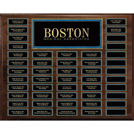 EP732B - Genuine Walnut 48-Plate Pearl or Blue Border Plaque with Easy Perpetual Plate Release Program