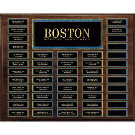 EP732MAGB - Genuine Walnut 48-Plt Magnetic Pearl or Blue Border Plaque with Easy Perpetual Plt Release Program