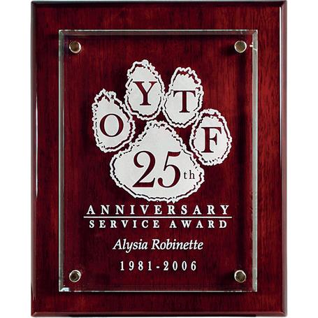 G0986A - Rosewood Plaque with a Piano Finish and Raised Glass