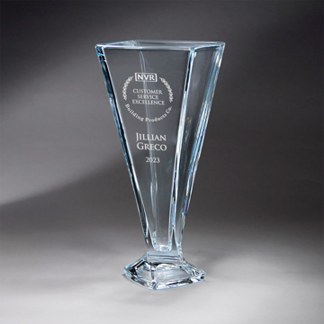 G0989B - Clear Angular Vase, 13"