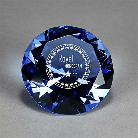 GI06B - Full-Cut Glass Gemstone (Includes Silver Color-Fill), Blue