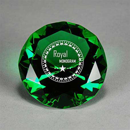 GI06G - Full-Cut Glass Gemstone (Includes Silver Color-Fill), Green