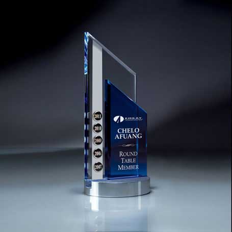 GI322 - Blue and Optic Crystal Peak on Aluminum Base (Includes Silver Color-Fill - Date Tabs Sold Separately)