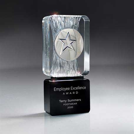 GI583MS - Carved Clear Crystal on Black Base with Choice of Medallion (Includes Silver Color-Fill on Black)