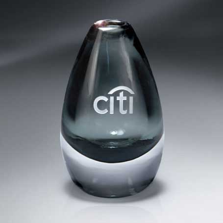 GI585 - Gray Art Glass Vase  (Includes Silver Color-Fill)