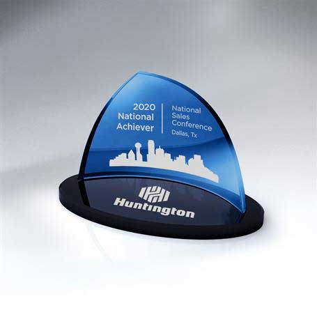 GI654A - Blue Crescent Glass on Black Oval Glass Base - Small (Includes Color-Fill in Both Areas)