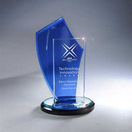GI656 - Blue Sail with Clear Panel on Mirror and Black Base