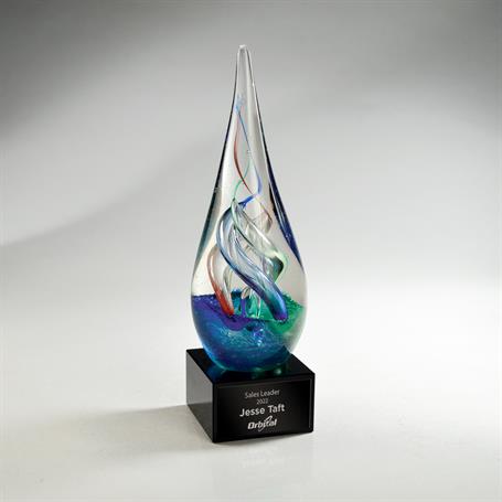 GM577 - Colorful Art Glass Award on Black Glass Base