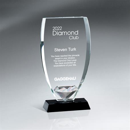 GM617C - Reflective Glass Shield with Diamond  on Black Glass Base - Large