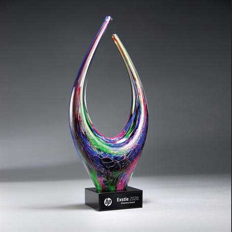 GM660 - Bold Artistic Glass on Black Glass Base with Black Lasered Plate