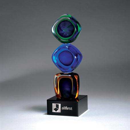 GM661 - Distinctive Art Glass Cubes with Black Lasered Plate