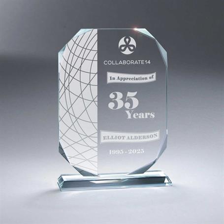 PACESETTER AWARDS | GM680 — Beveled Crystal Octagonal Plaque on Base | Free Set ups and Personalizat