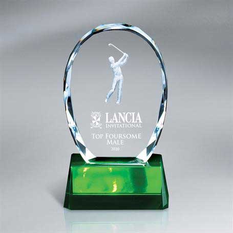 GM687A - Crystal Oval with Golfer on Green Base
