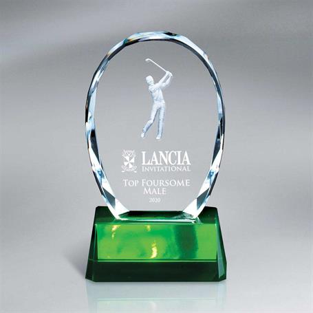 GM687 - Crystal Oval with Golfer on Green Base