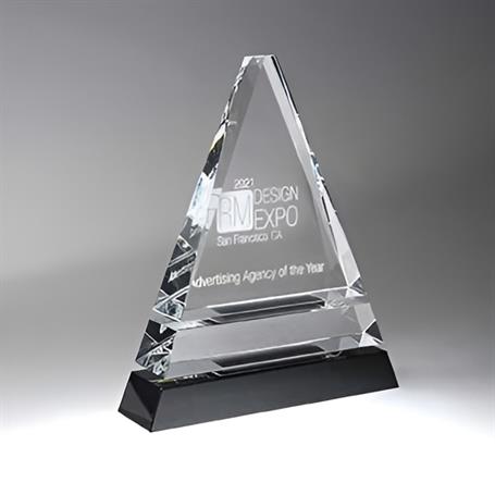 GM718 - Clear Optic Crystal Tiered Pyramid on Black Base