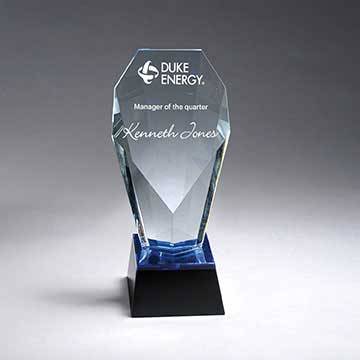 GM727A - Multi-Faceted Clear Crystal with Blue and Black Base