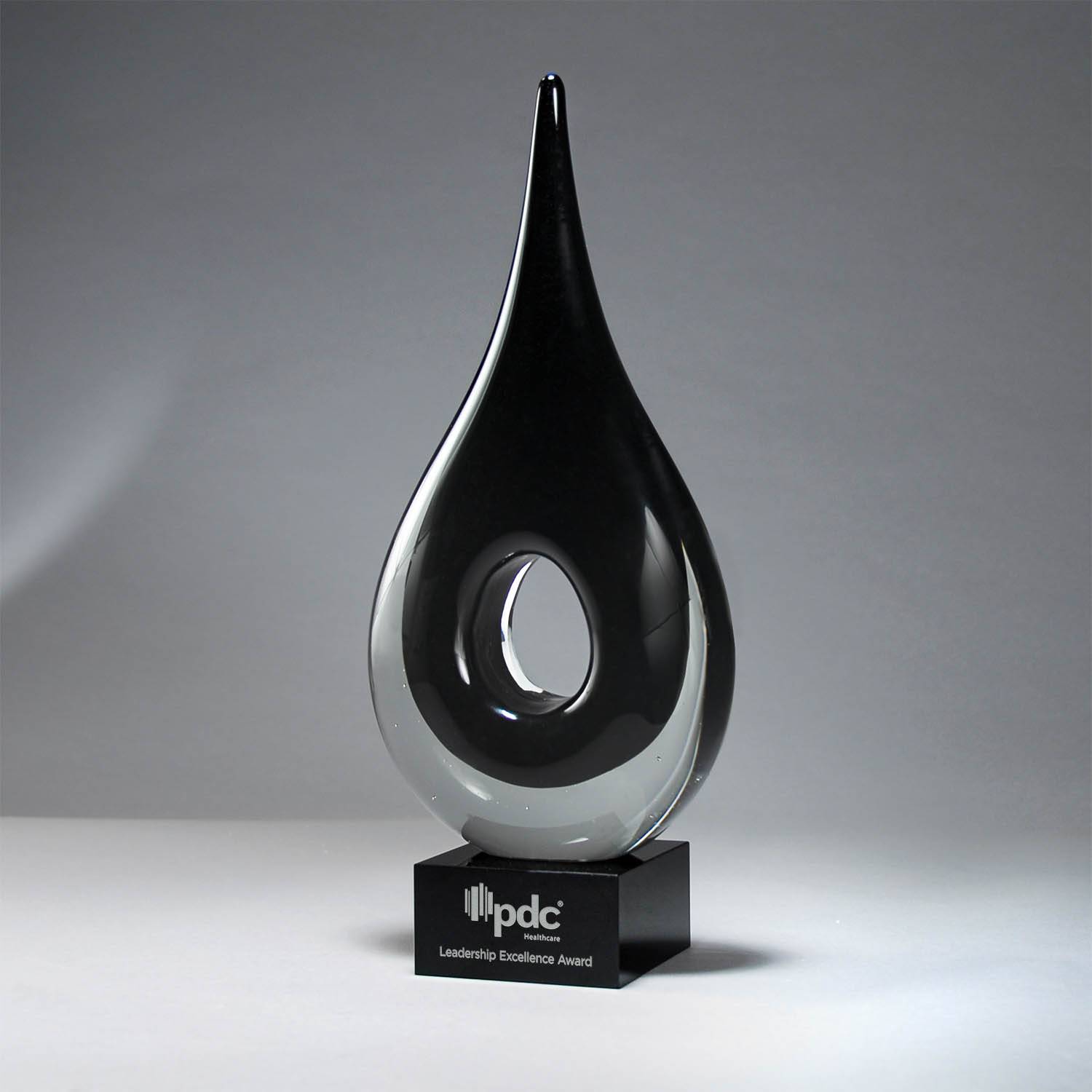 GM740 - Black Art Glass Tear Drop with Hole