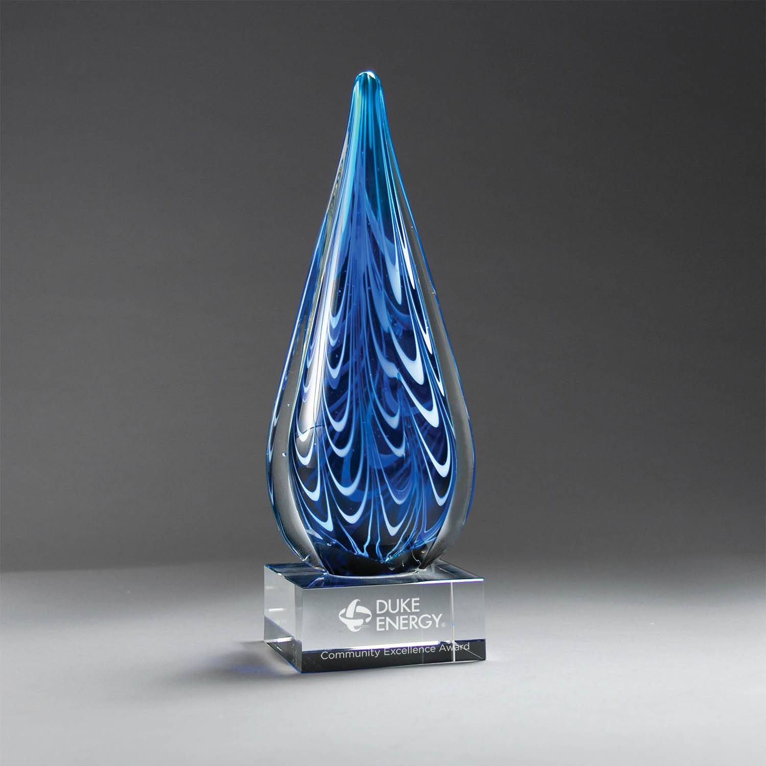 GM741 - Blue with White Banner Art Glass on Clear Base