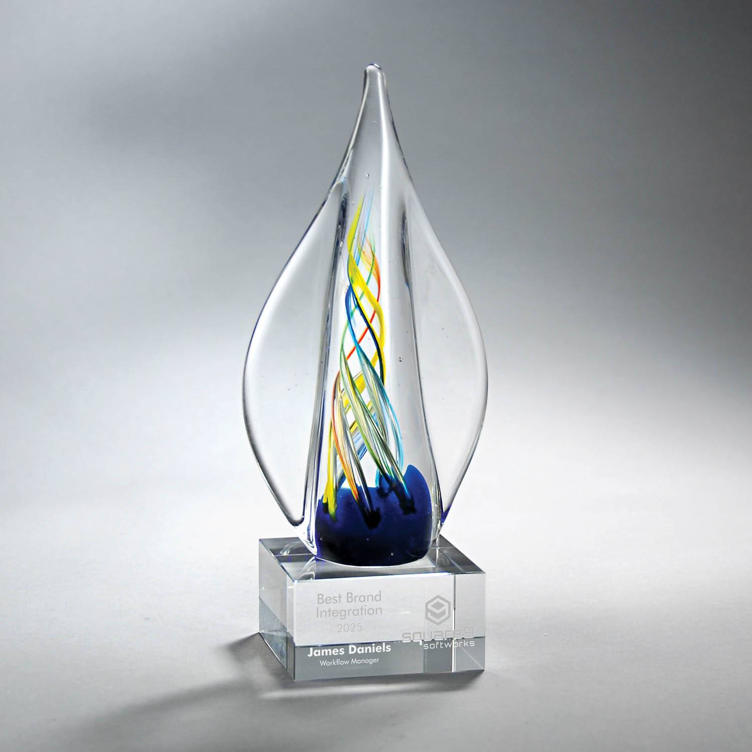 GM743 - Multi-Color Swirl Art Glass on Clear Base