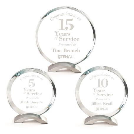 GM770 - Jade Glass Circle Award on Arched Metal Base