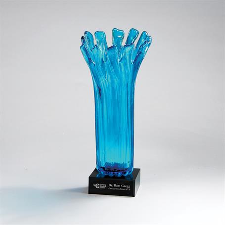 GM794 - Blue Water Splash Glass on a Black Base