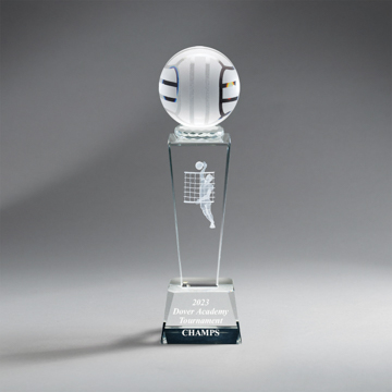 GM833L - Crystal Column with Ball, Male Volleyball
