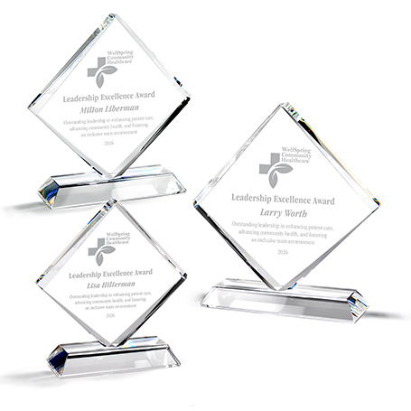 GM916 - Faceted Crystal Diamond Award on Crystal Base