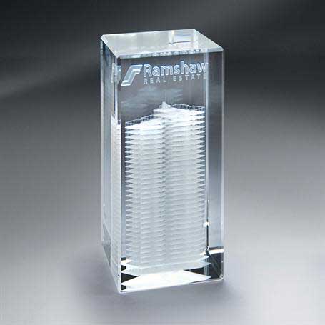 GNS152 - 3D Etched Crystal Tower - Small