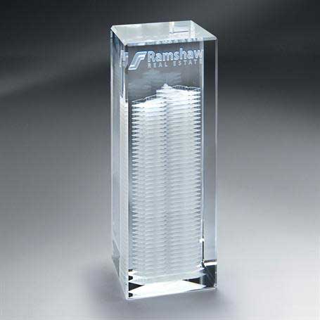 GNS153 - 3D Etched Crystal Tower - Medium