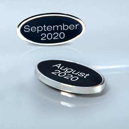 OVBARG - Black and Silver Cloisonné Oval Date Bar-Adhesive (Includes FREE Text Set-up)