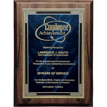 C021A* - Walnut Finish Plaque with Marble Mist