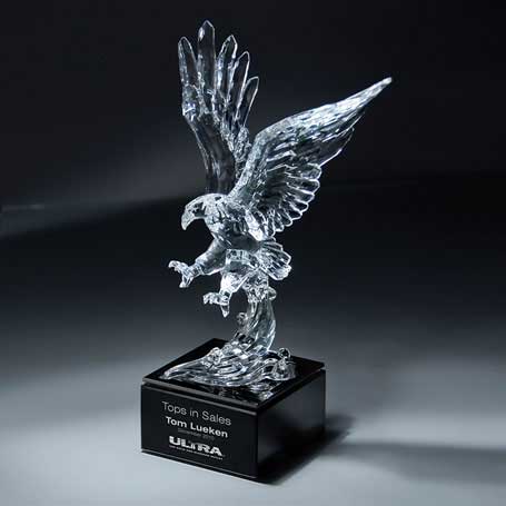 CD386 - Ultra-Light Lucite Sculpted Eagle on Marble Base  (ships unattached from base)