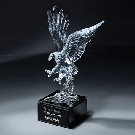 CD386 - Ultra-Light Lucite Sculpted Eagle on Marble Base (ships unattached from base)