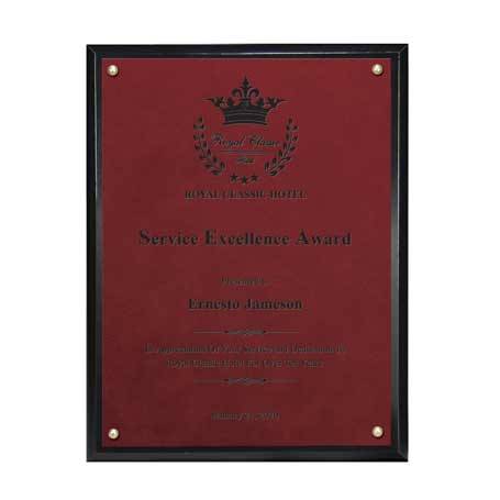 CD950ARS - Classic Leatherette on Black Plaque - Small, Rose Red