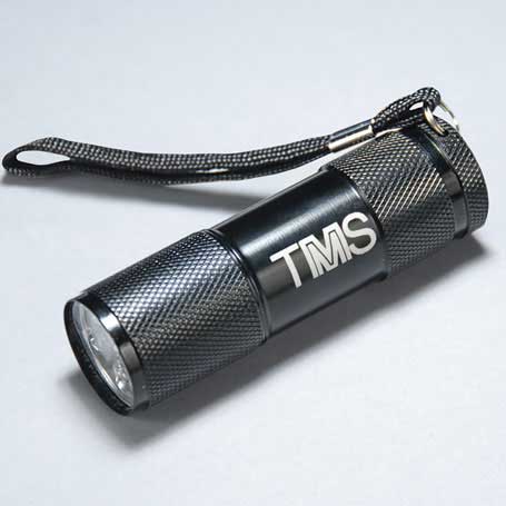 CM239 - Black 9 LED Lasered Flashlight with Strap