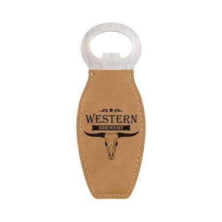 CM333LB - Leatherette Bottle Opener, Light Brown