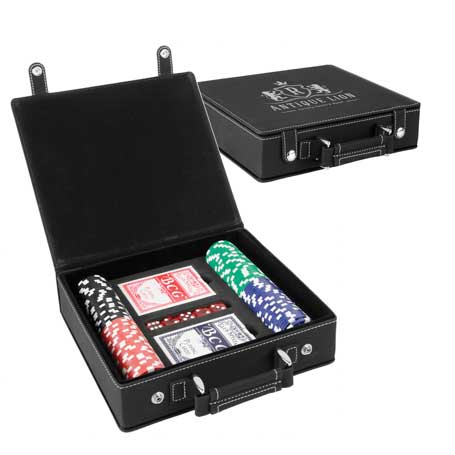 CM335BS - Leatherette Poker Set, Black