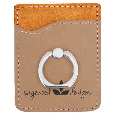CM375LB - Leatherette Phone Wallet With Ring, Light Brown