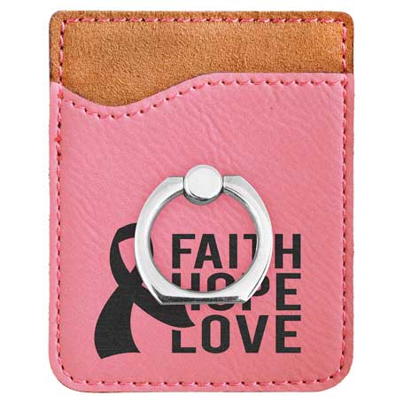 CM375PK - Leatherette Phone Wallet With Ring, Pink