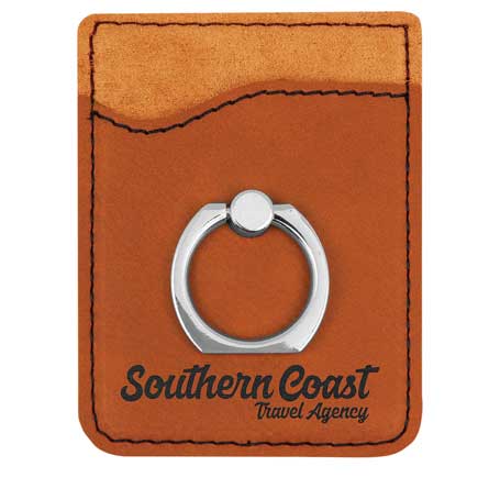 CM375RW - Leatherette Phone Wallet With Ring, Rawhide