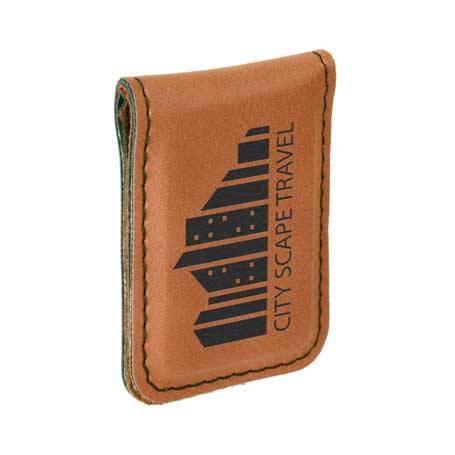 CM455RW - Leatherette Money Clip, Rawhide Brown