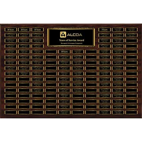EP720 - Dark Walnut Finish 144-Plate Scroll Border Plaque with Easy Perpetual Plate Release Program
