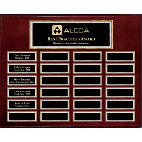 EP737 - Rosewood Piano 24-Plate Pearl Border Plaque with Easy Perpetual Plate Release Program