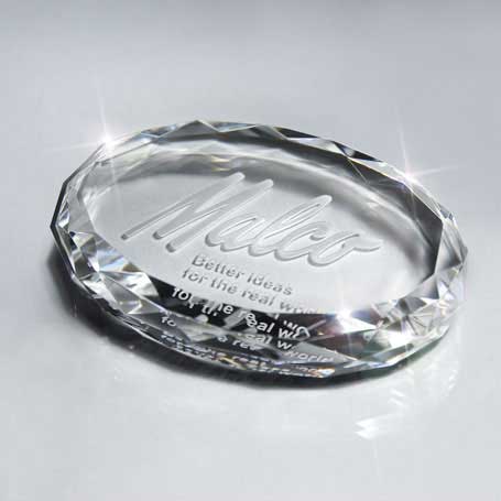 GI31 - Optic Crystal Oval Paperweight