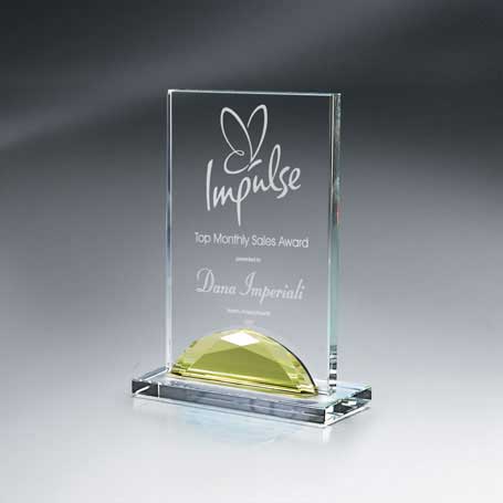 GI513AGO - Optic Crystal Gemstone Award - Small, Gold