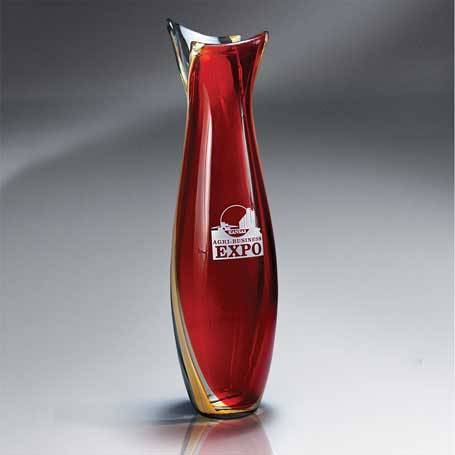 GI569 - Brilliant Red Centerpiece Vase  (Includes Silver Color-Fill)